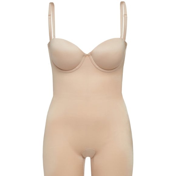 SPANX Suit Your Fancy Mid Thigh Bodysuit NEW Size XL Nude Champagne Beige